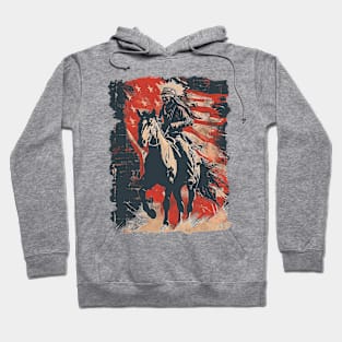 Native Indian Chief Warrior Horse - American Flag Hoodie